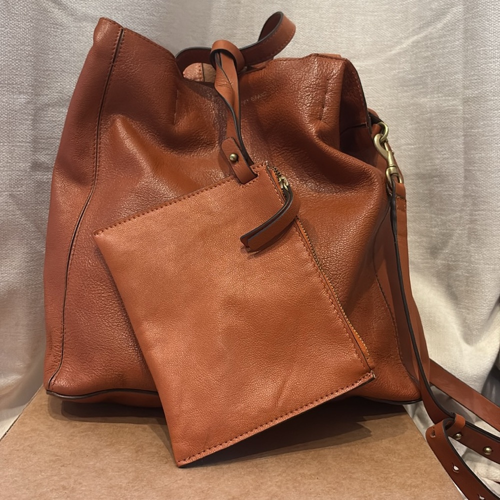 Brown 100% genuine leather Lucky brand relaxed shopper tote